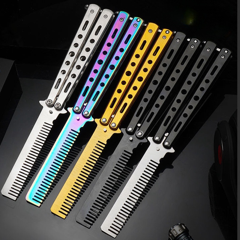 Men'S Grooming Brush - Pente borboleta portátil ponta dobrável pente