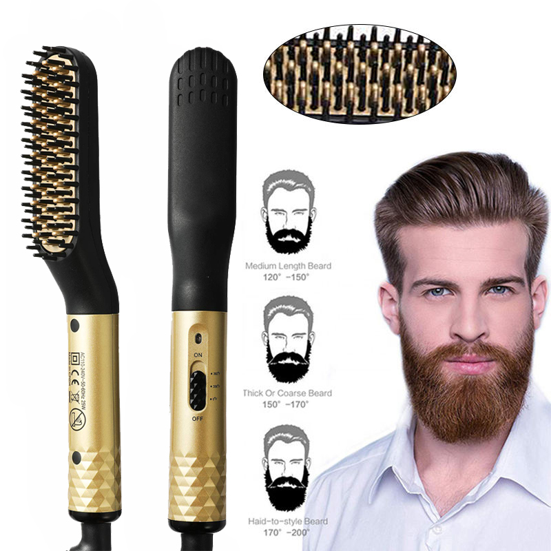 Men'S Grooming Brush - Pente elétrico alisador multifuncional, aquecedor rápido